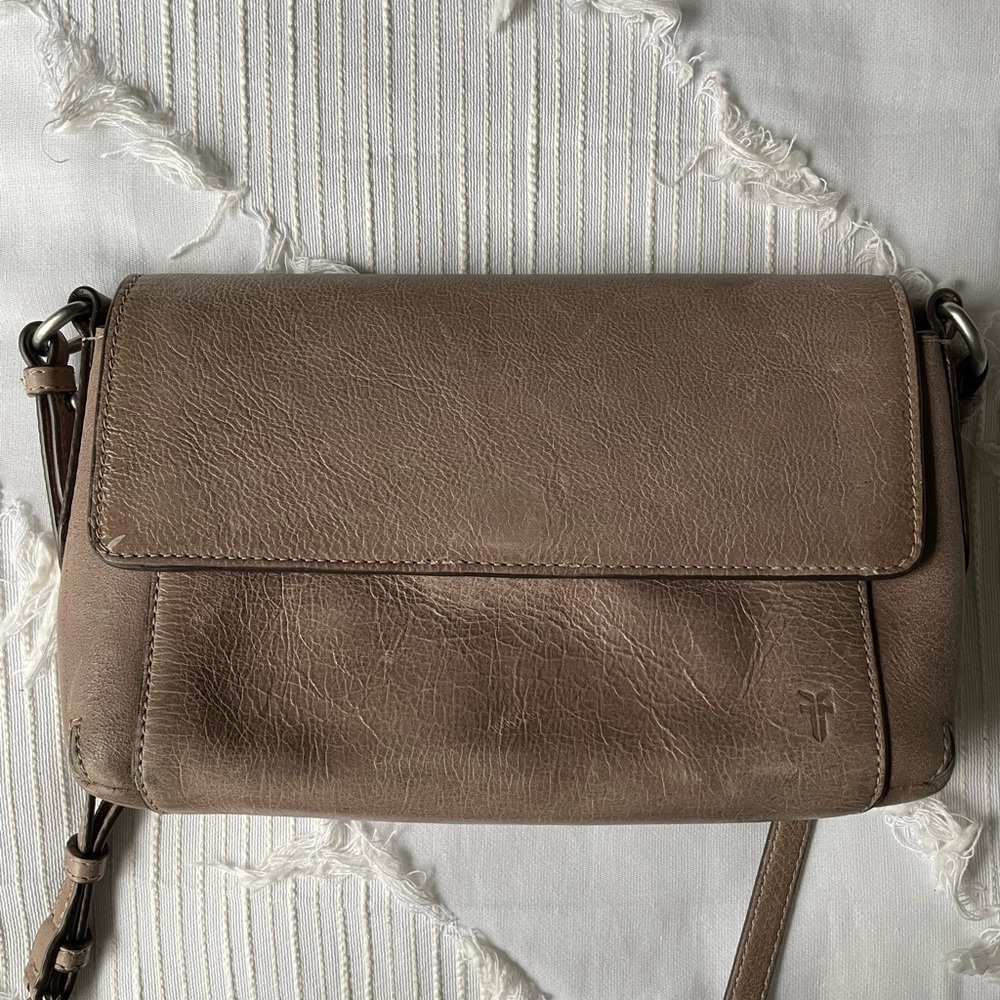 Frye Taupe Leather Crossbody Bag